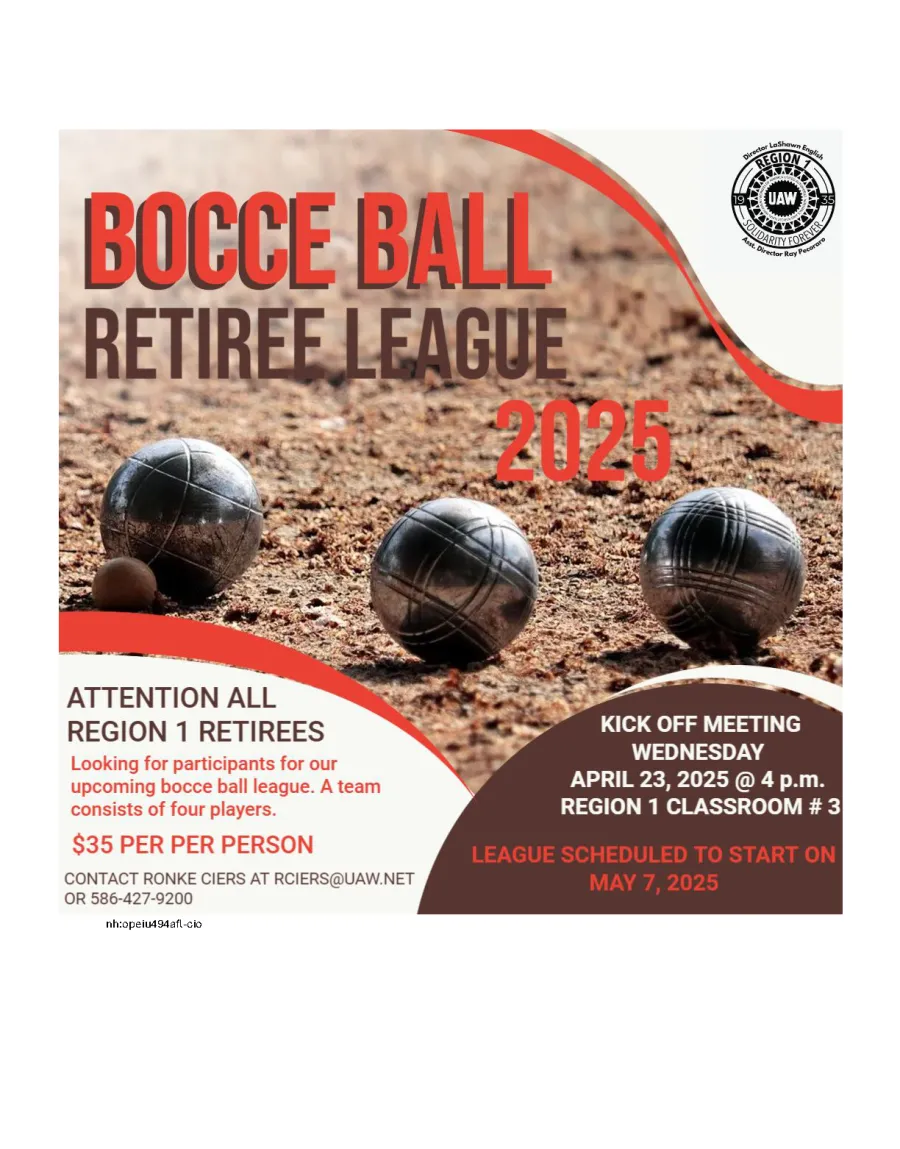 Bocce Ball Retiree League Kick Off Meeting